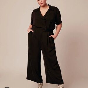 11• Honorè Josephine Black Wrap Top Tux Cropped Jumpsuit Size 20 NEW